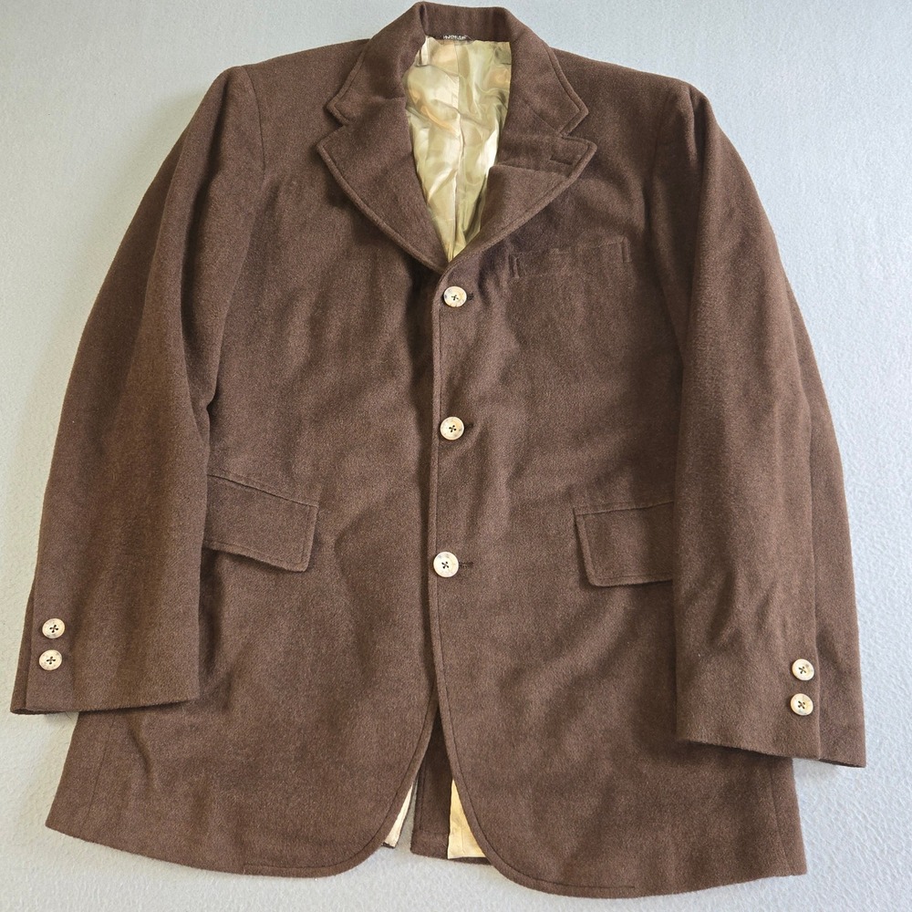 Linett Ltd 100% Cashmere Blazer Mens 42 Brown Vintage 3 Button Sport Coat Jacket